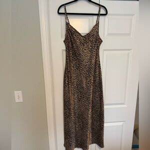 J. Crew Brown Leopard Print Midi Slip Dress